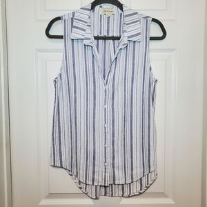 Cloth & Stone Stripe Women's Sleeveless Linen Blend Blouse size S.